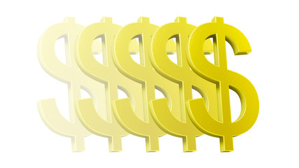 Dollar icon in white background. 3D Illustration.