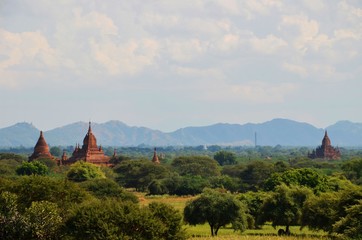 Fototapeta premium Aerial view towards the central plain of ancient city Bagan I