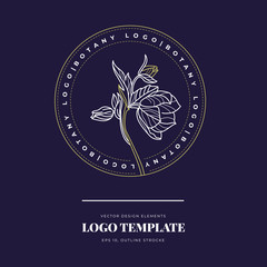 Abstract Flowers Vector Signs or Logo Templates Set. Retro Floral Illustration with Classy Typography. Feminine Logo. Modern Logo Template for florist, photographer, fashion blogger, design studio.