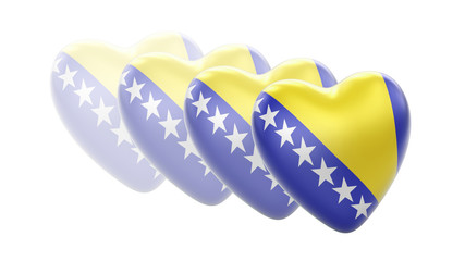 Flag of Bosnia and Herzegovina in white background. 3D Illustration.