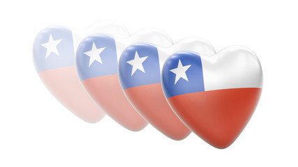 Flag of Chile in white background. 3D Illustration.