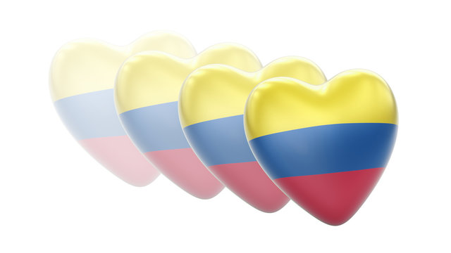 Flag of Colombia in white background. 3D Illustration.