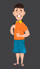 Young school boy happy facial expression vector illustration.