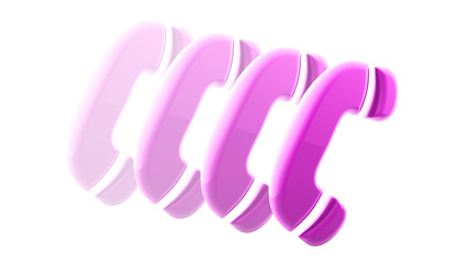 Call icon in white background. 3D Illustration.