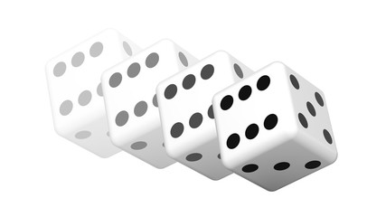 Dice on the white surface. 3D Illustration.