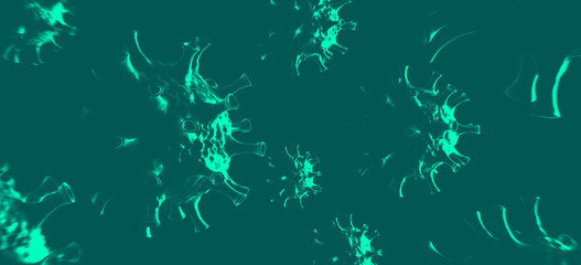 Fototapeta na wymiar Viren im Körper unter dem Mikroskop - bedrohliche Visualisierung