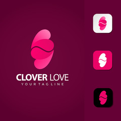 Clover Leaf Love Logo Design Vector Premium template