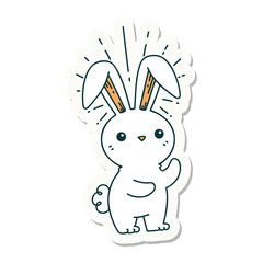 sticker of tattoo style cute bunny