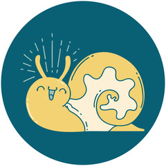 icon of tattoo style happy snail
