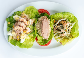 Seafood salad with Tuna, Eggs, Shrimps and octopus