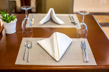 Cozy restaurant table setting