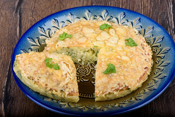 Turkish berek with cheese and slice. Turkish national cuisine.