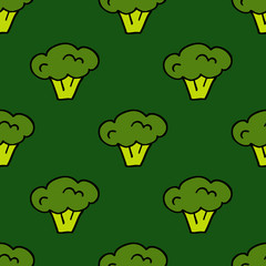 broccoli seamless doodle pattern