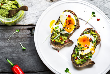 Spinach Hummus with Soft Boiled Egg on Sourdough Rye Bread
