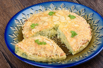 Selective focus. Turkish berek with cheese and slice.