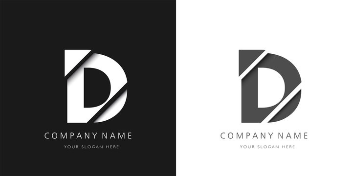 d letter modern logo broken design