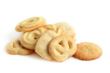 Danish butter cookies, butter cookies on white