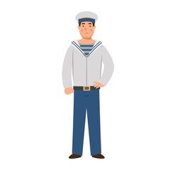 Cartoon sailor, character for children. Flat vector illustration.