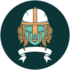 crying orc fighter character face icon