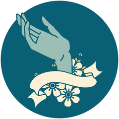 Fototapeta premium icon with banner of a hand