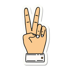 peace symbol two finger hand gesture sticker