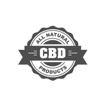 Cannabidiol CBD stamp, cbd oil natural food sign, web seal or badge