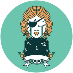 crying human rogue with natural one roll icon