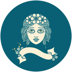 icon with banner of a maiden