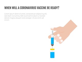 Hand holding vaccine syringe, coronavirus related