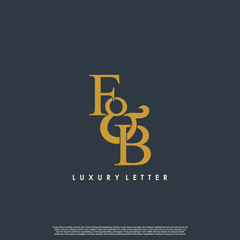 Initial letter F & B FB luxury art vector mark logo, gold color on black background.
