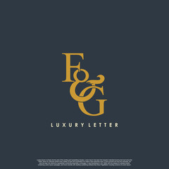 Initial letter F & G FG luxury art vector mark logo, gold color on black background.