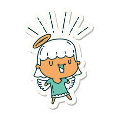 sticker of tattoo style singing angel