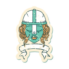 orc fighter character face with banner illustration