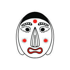 Hand drawn traditional Japanese mask. Vector art