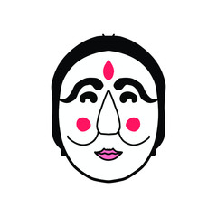 Hand drawn traditional Japanese mask. Vector art