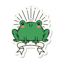 sticker of tattoo style happy frog