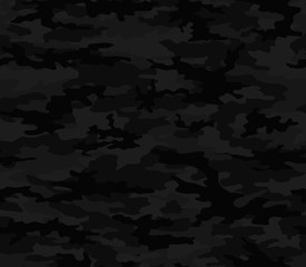 
Black seamless camouflage for printing clothes, fabrics. Vector background. Stylish design. Ornament. - obrazy, fototapety, plakaty