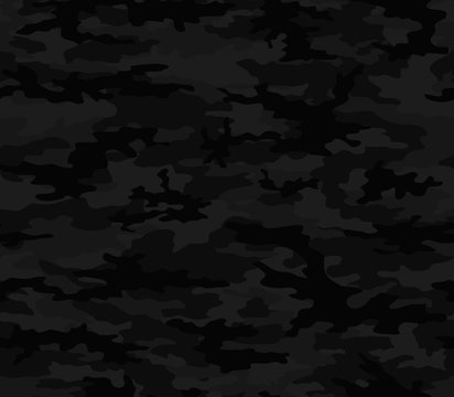 
Black seamless camouflage for printing clothes, fabrics. Vector background. Stylish design. Ornament.