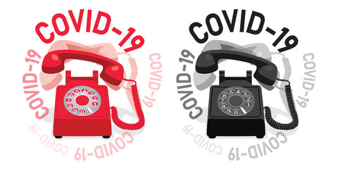 Ringing stationary phone with rotary dial and COVID-19