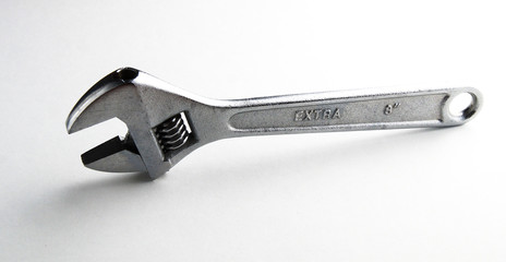 adjustable wrench chrome on a white background