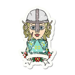 elf fighter with natural 20 dice roll illustration