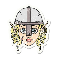 elf fighter character face grunge sticker