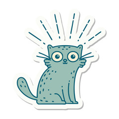 sticker of tattoo style surprised cat
