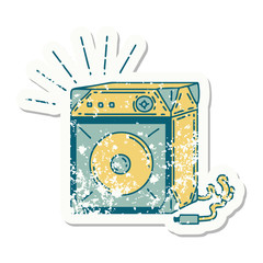 Obraz premium grunge sticker of tattoo style guitar amplifier