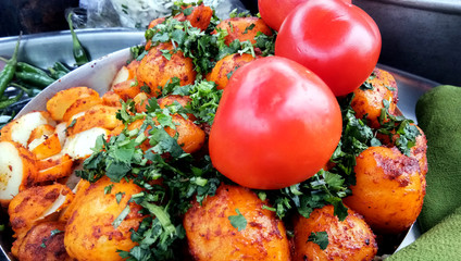 A street vendor selling a famous crispy snack - Churmura and namkeen bhujia