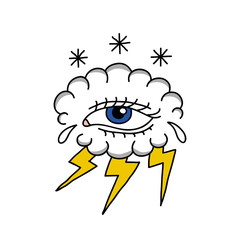 cloud with eye illustration traditional tattoo flash