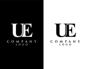 UE, EU modern letter logo design with black and white color that can be used for creative business and company