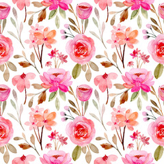pink watercolor floral seamless pattern