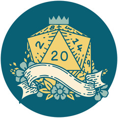 natural twenty D20 dice roll illustration