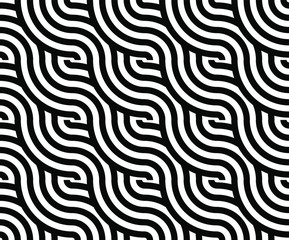 Wave pattern monochrome theme. Seamless pattern